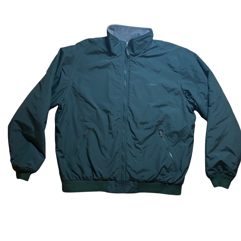 L.L. Bean Men's Green Warm-Up Jacket, Fleece Lined